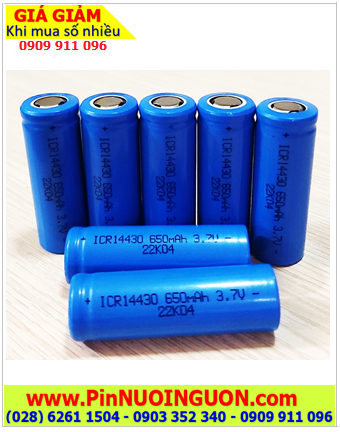 Pin sạc ICR14430, Pin sạc 3.7v Lithium Li-ion ICR14430 (650mAh 3.7v), Cell pin đầu bằng chính hãng